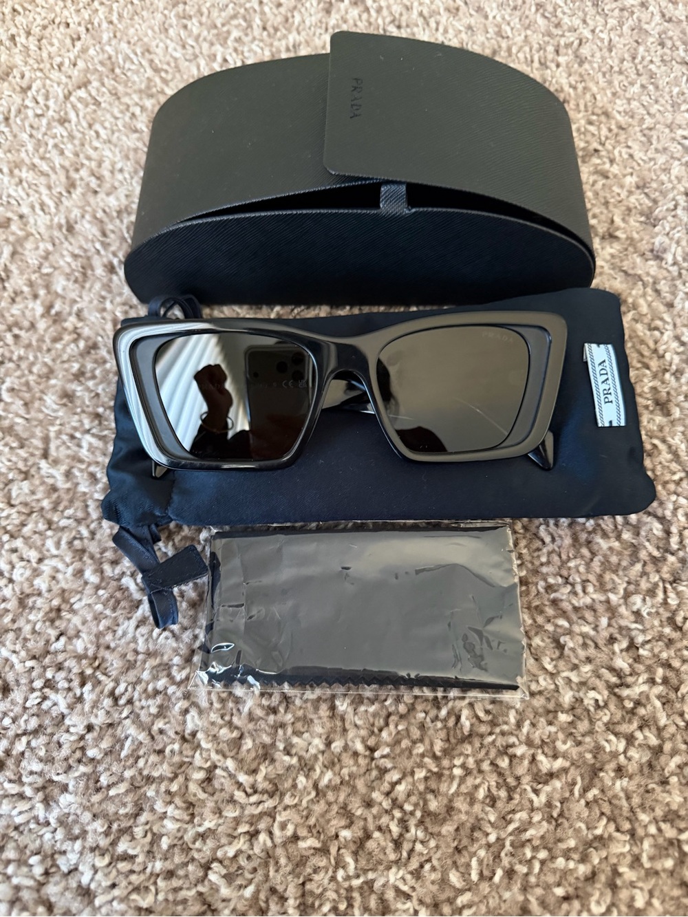 Prada Black Rectangular Women’s Sunglasses